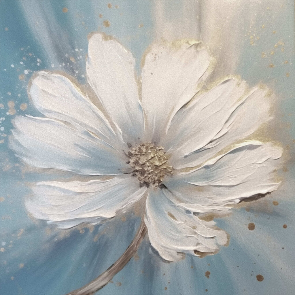 Fiore nella luce argentata — design completo