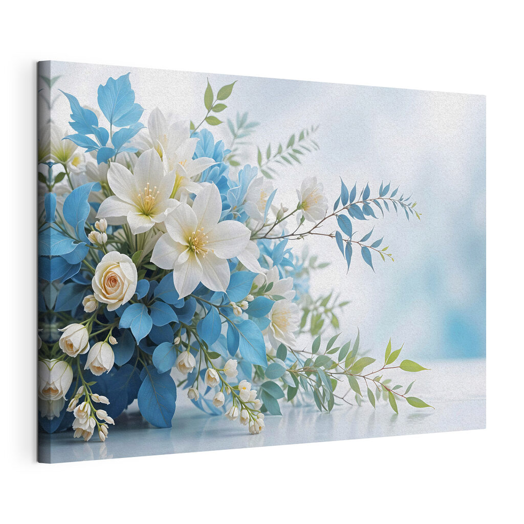 Fiori in un ventaglio, tela tesa e bordo avvolto