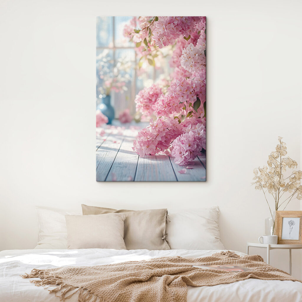 Ortensie rosa alla finestra — ambiente 2