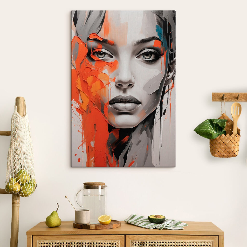 Sguardo grigio tra arancio in un ambiente