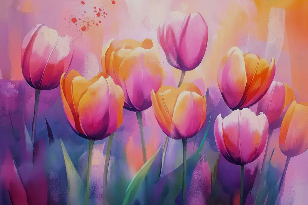 Tulipani nei colori solari — design completo