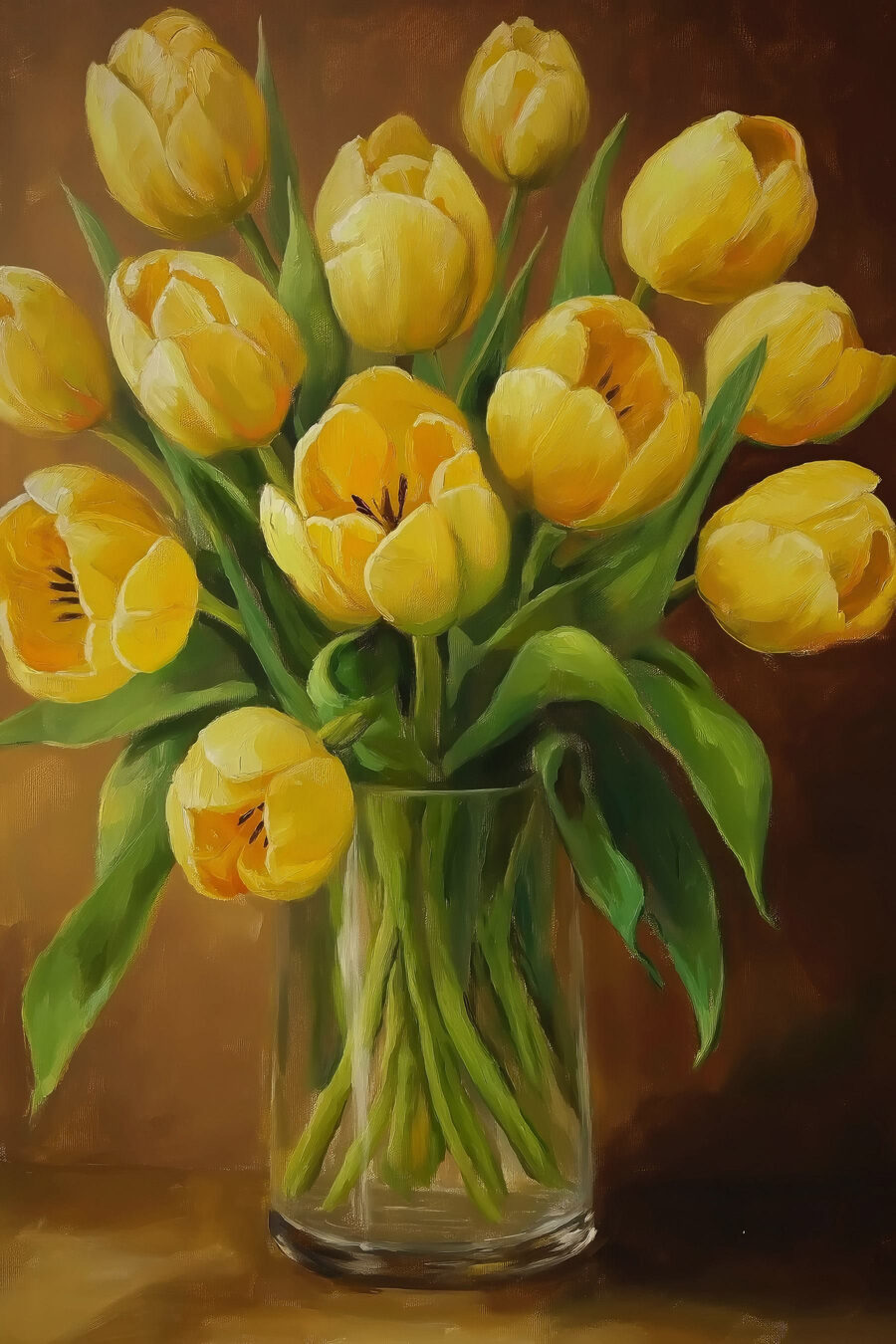 Tulipani gialli su marrone — design completo