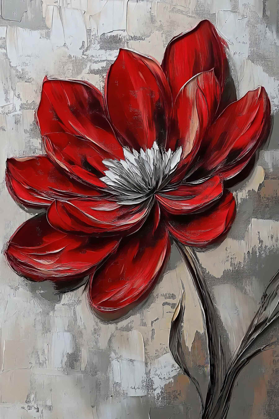 Fiore rosso a tratto — design completo
