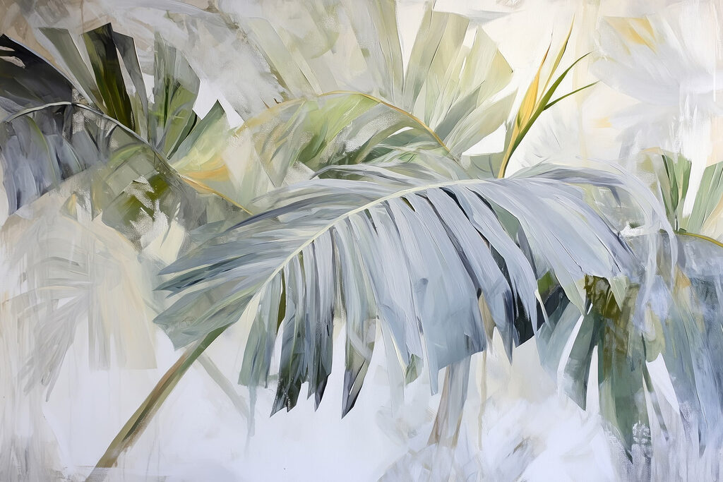 Palme a pennellate chiare — design completo