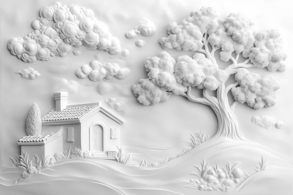 Casa bianca in fiore — design completo