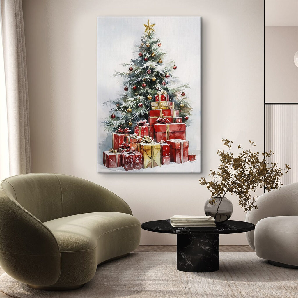 Albero e regali rossi in un ambiente