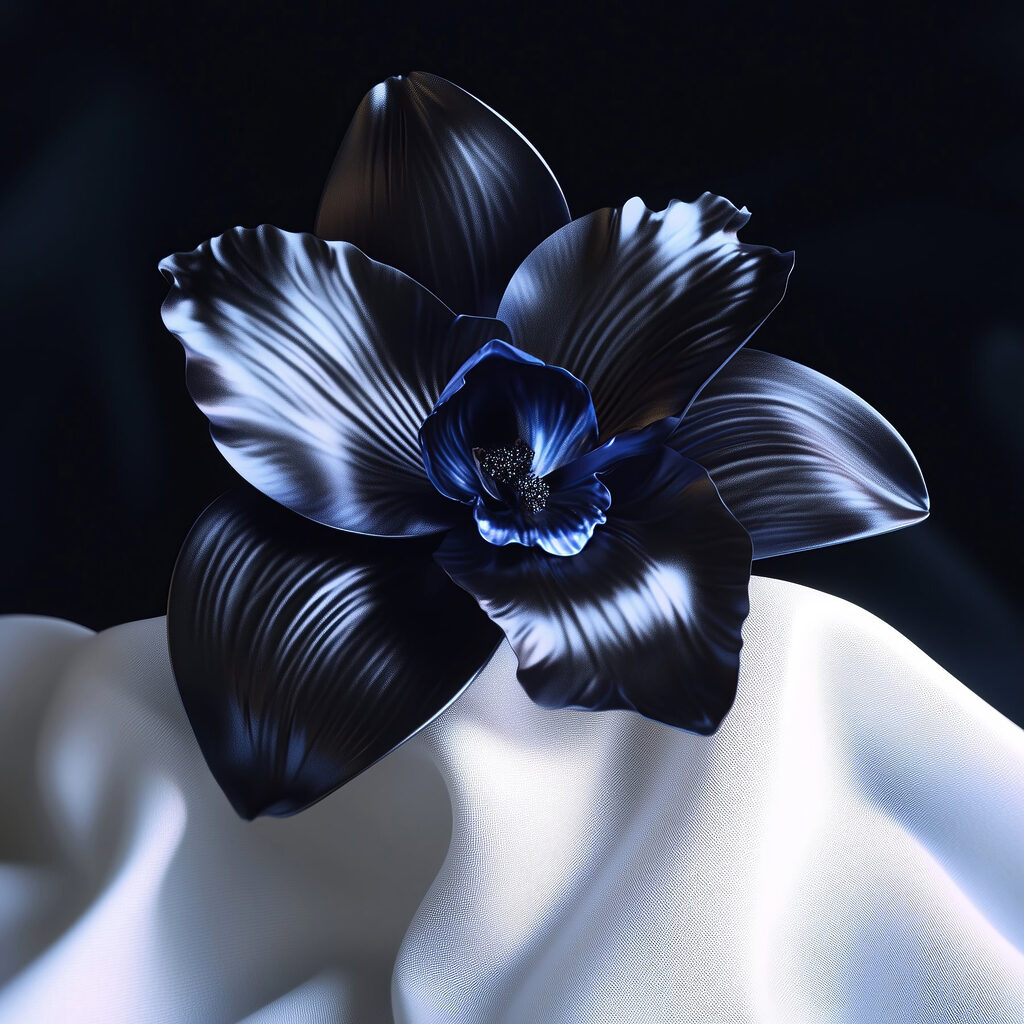 Orchidea su pieghe bianche — design completo