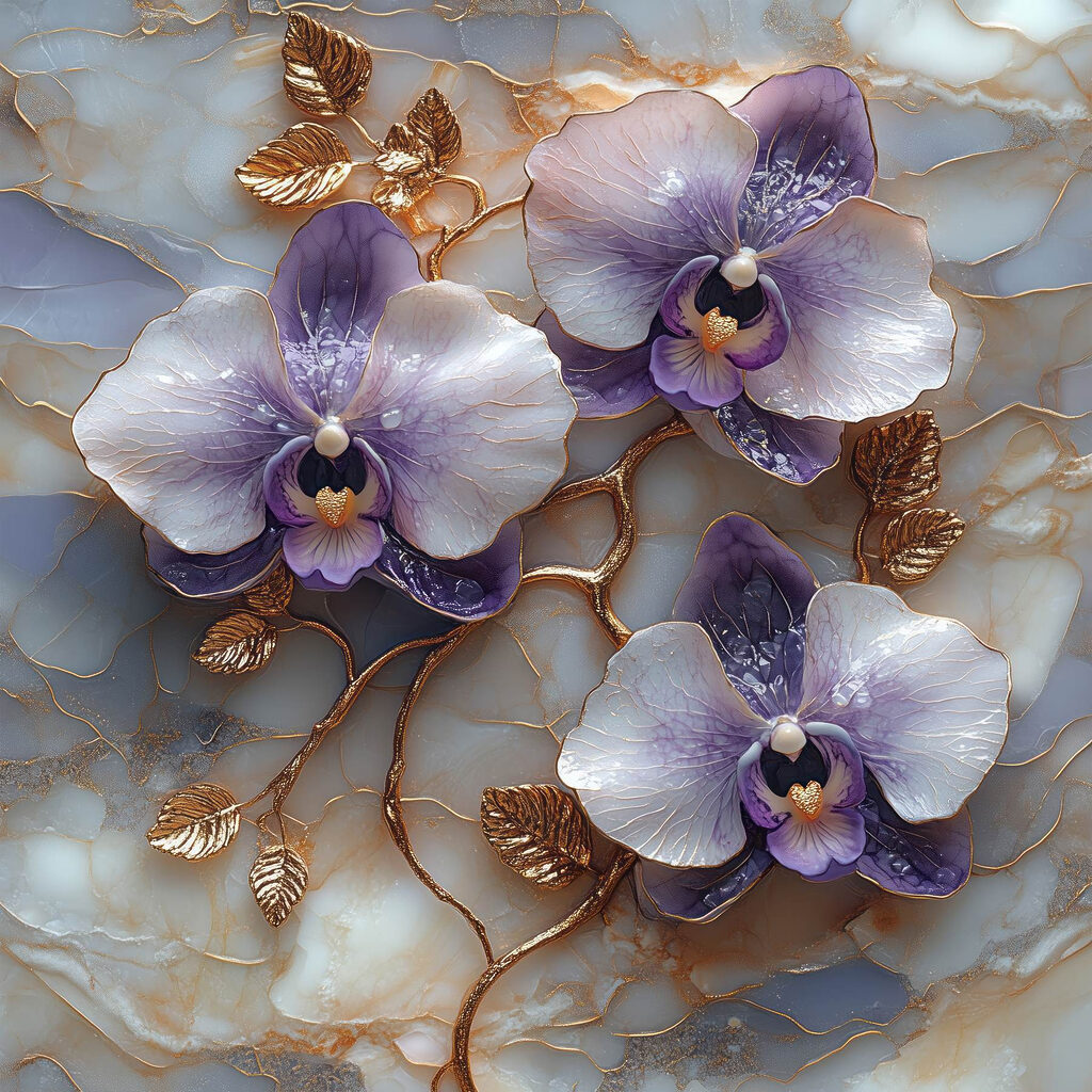 Orchidee viola e oro — design completo