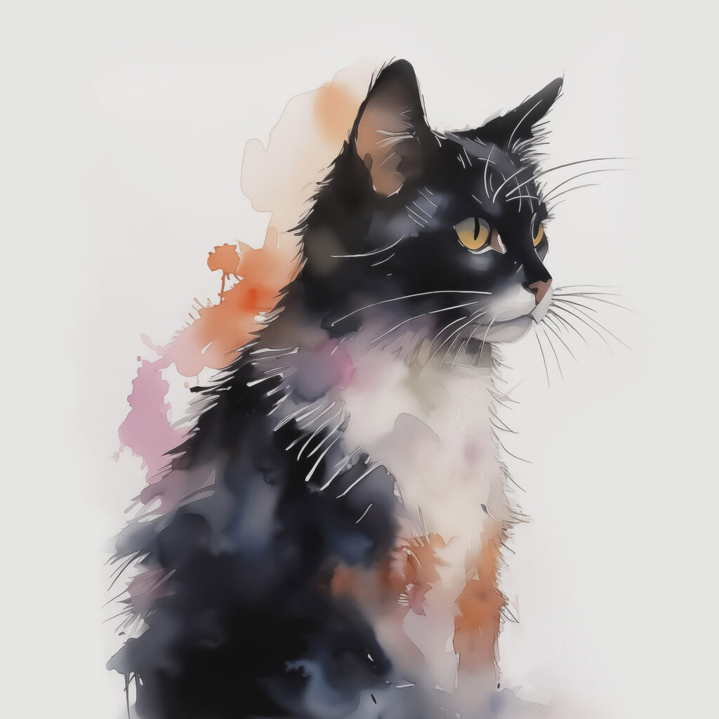 Gattino a macchie colorate — design completo
