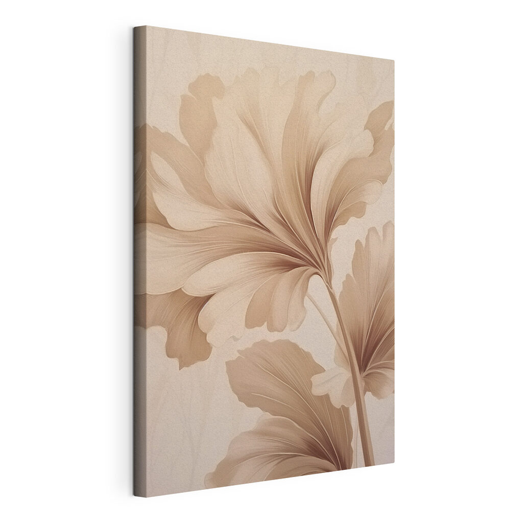 Fiore color sabbia, tela tesa e bordo avvolto