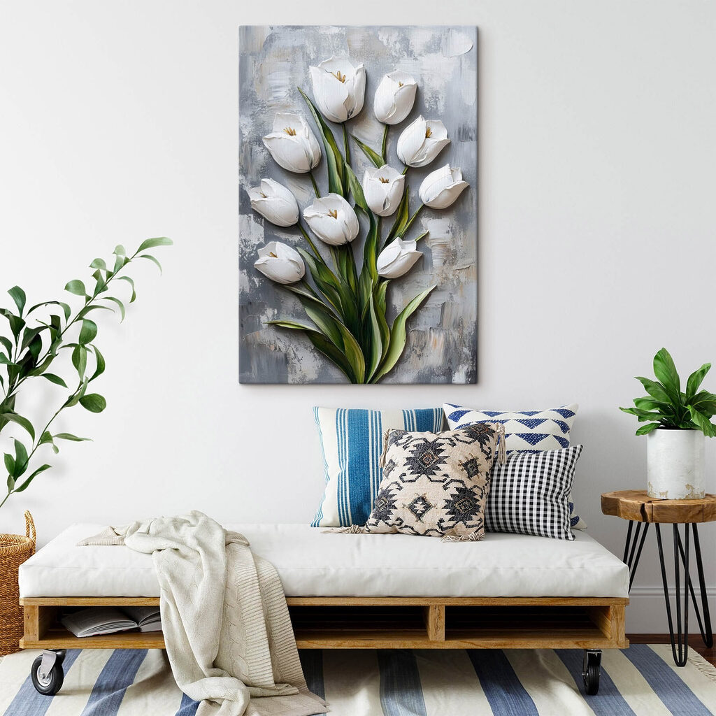 Tulipani bianchi in pennellate — ambiente 2