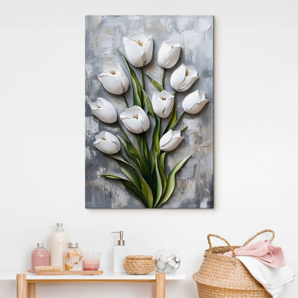 Tulipani bianchi in pennellate — ambiente 1