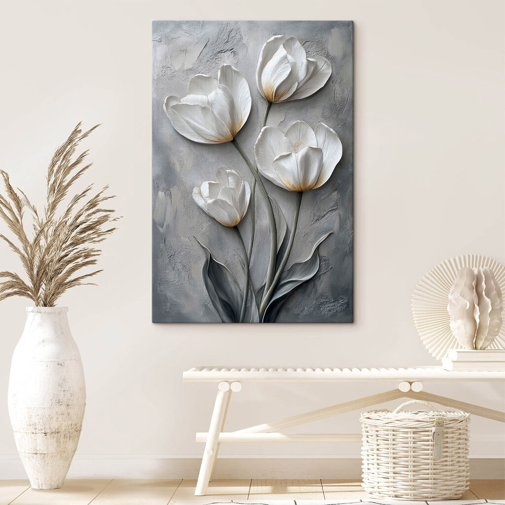 Quattro tulipani su grigio — ambiente 2