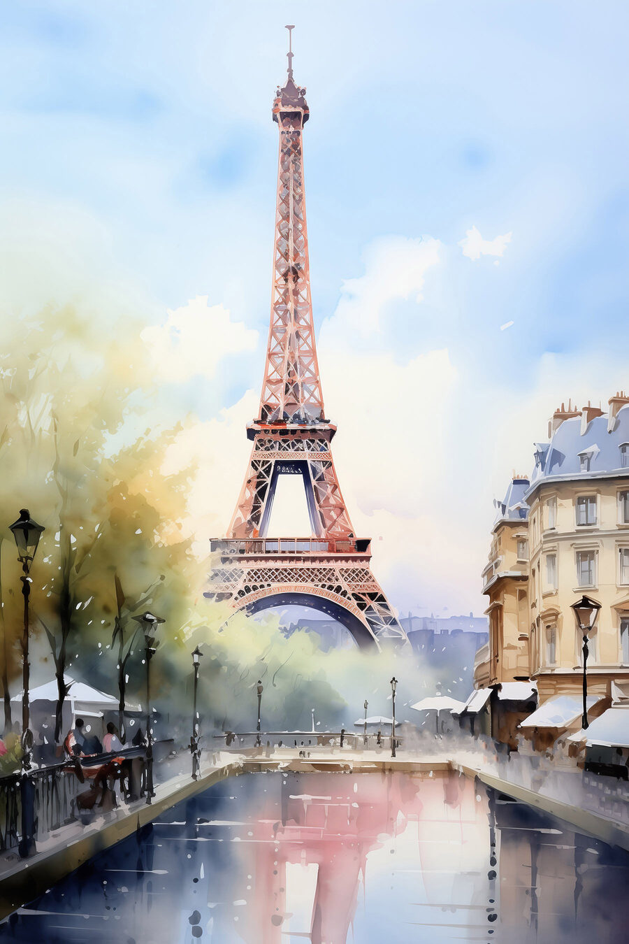 Torre Eiffel sul fiume — design completo