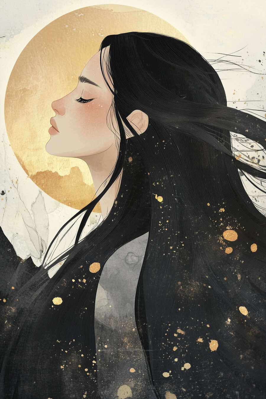 Profilo davanti alla luna — design completo