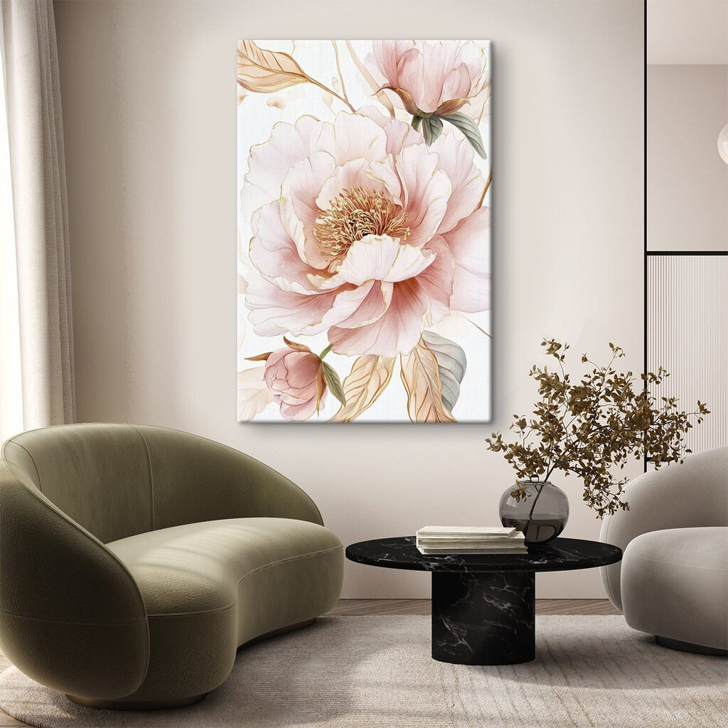 Peonia rosa e dorata — ambiente 1