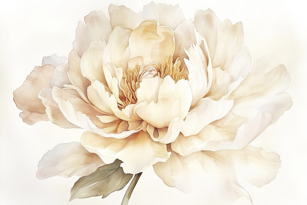 Peonia crema all’acquerello — design completo