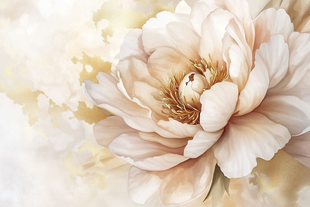 Peonia in macchie d’acquerello — design completo