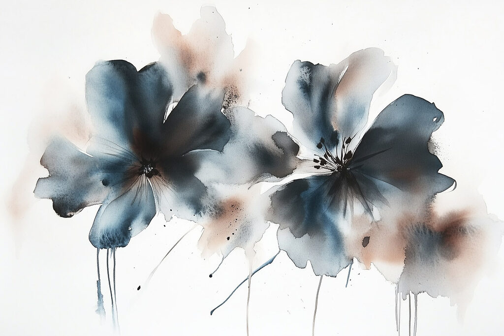 Due fiori a inchiostro — design completo