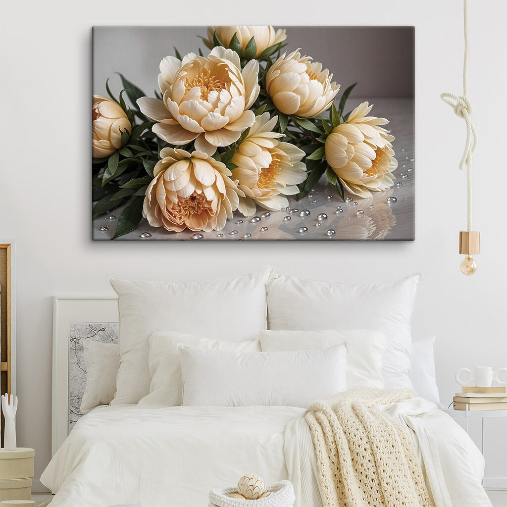 Peonie crema su specchio — ambiente 2