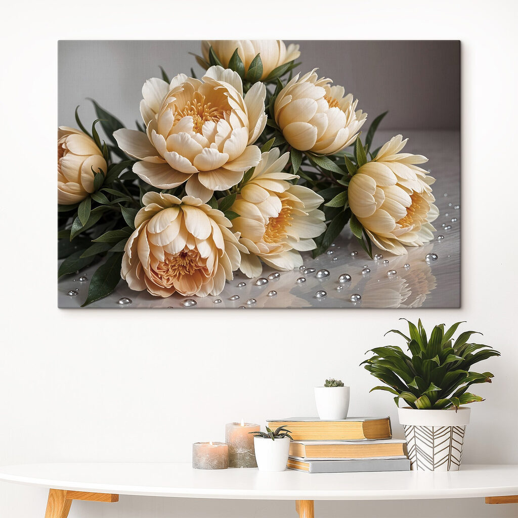 Peonie crema su specchio — ambiente 1