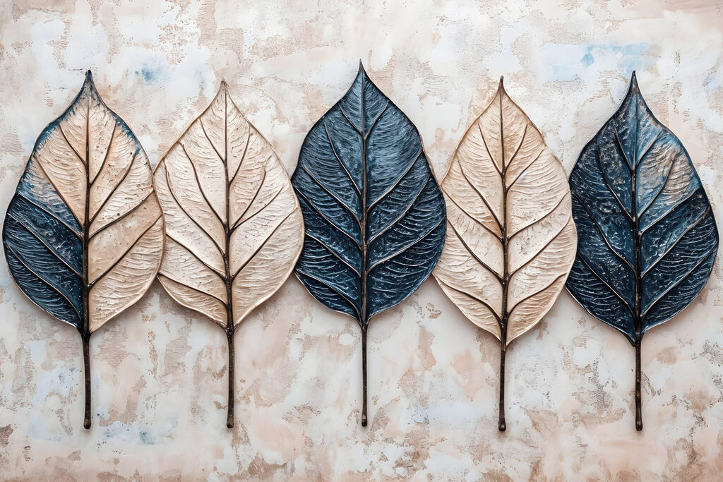 Foglie blu e beige — design completo