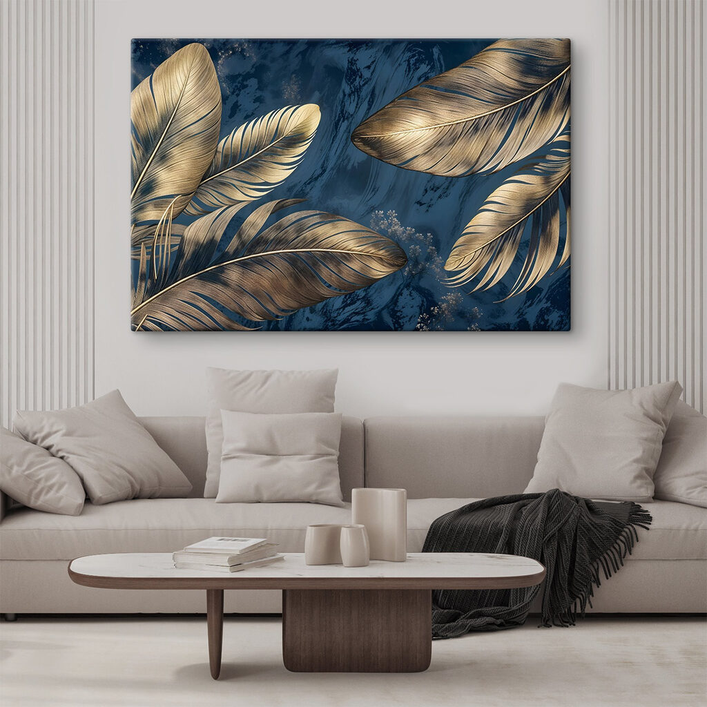 Foglie dorate su blu — ambiente 2