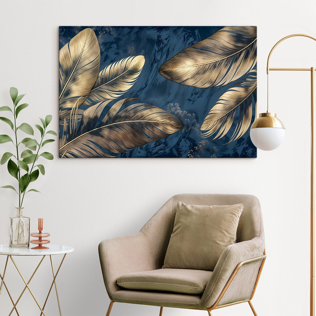 Foglie dorate su blu — ambiente 1