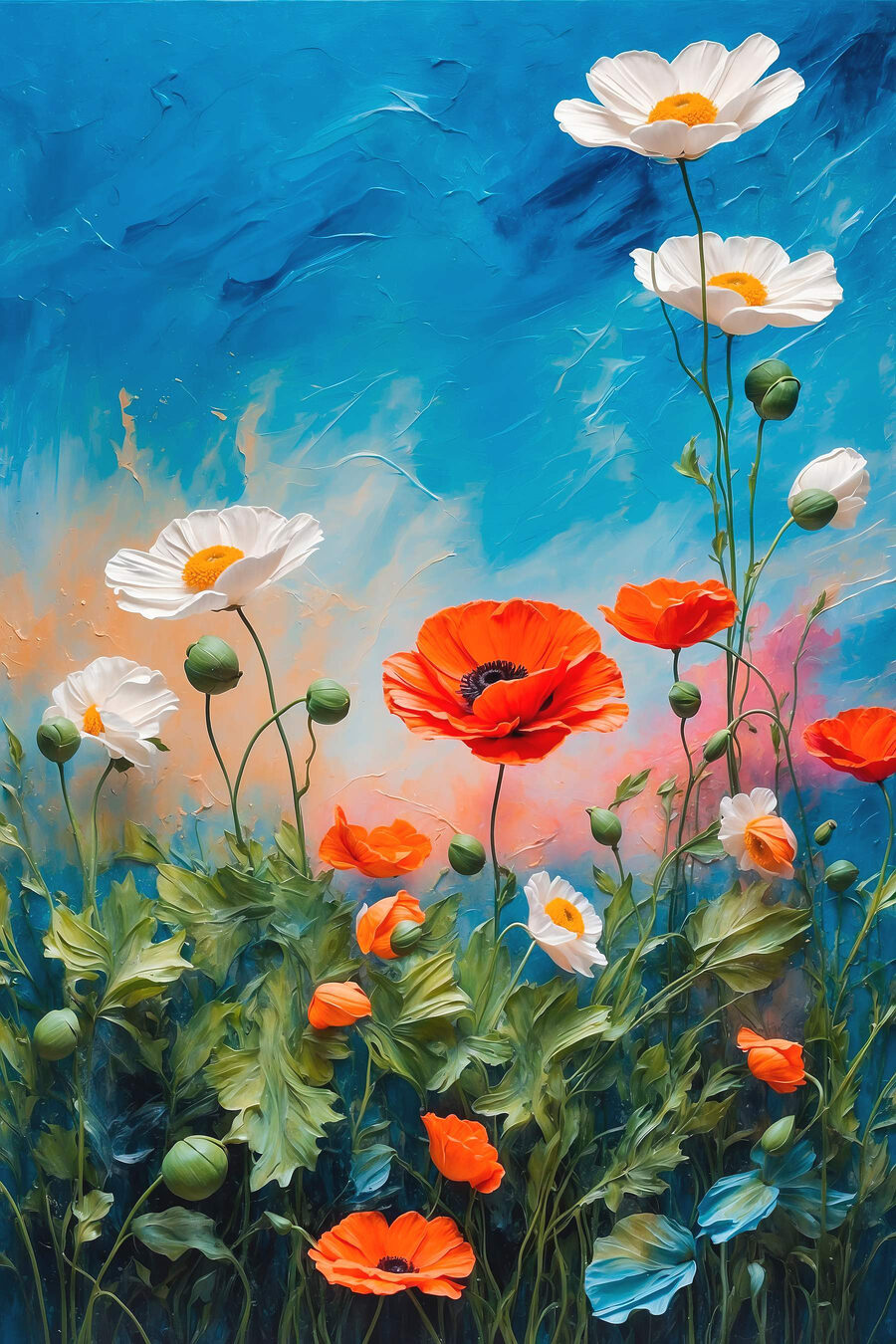 Fiori selvatici sul blu — design completo