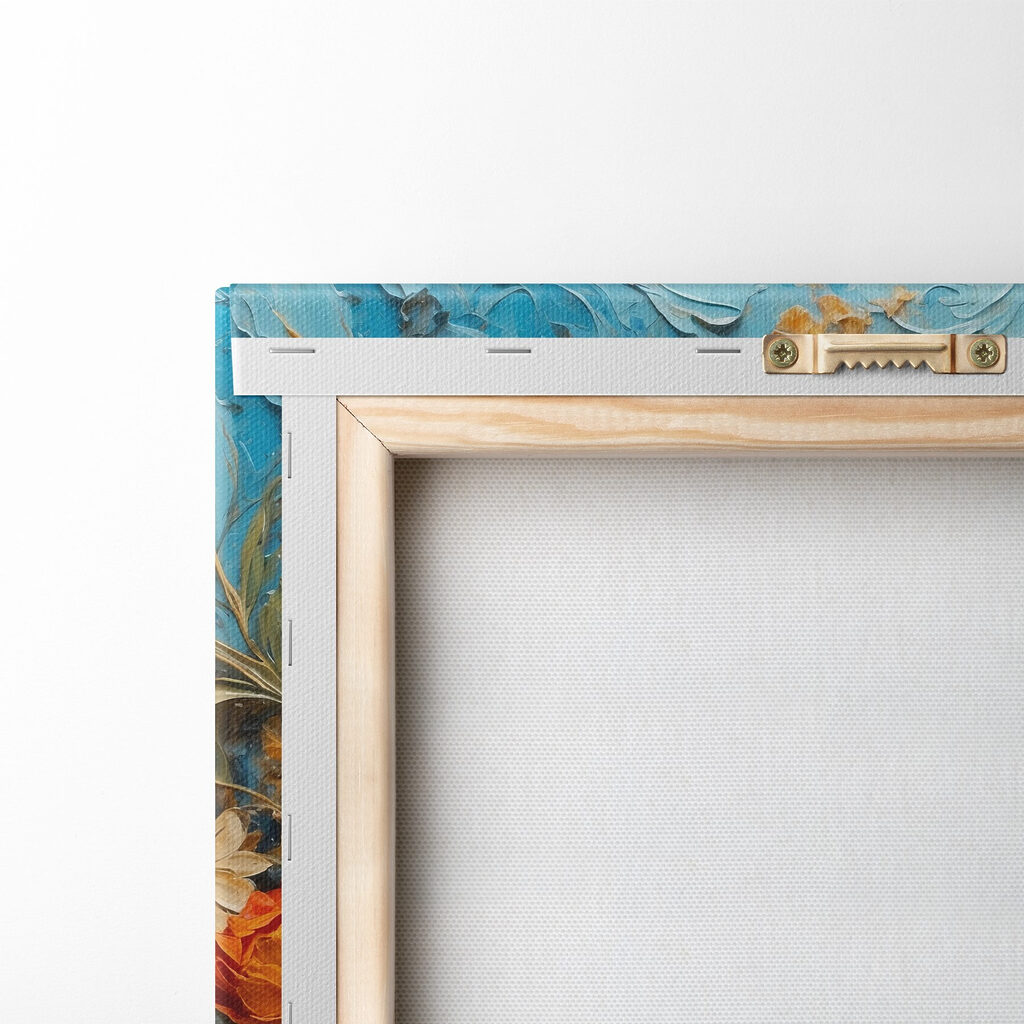 Fiori tra pennellate turchesi — retro