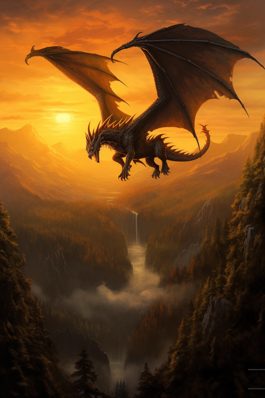 Drago sul burrone dorato — design completo