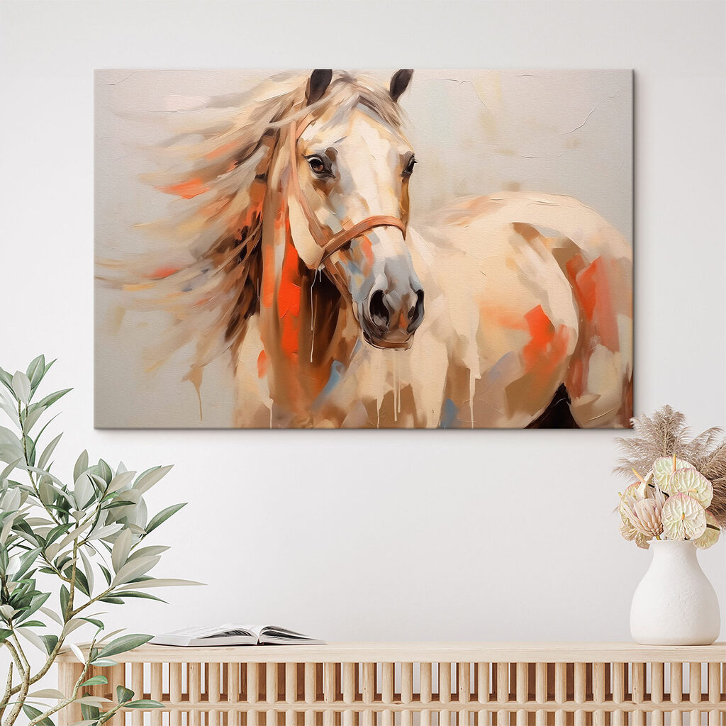 Cavallo tra pennellate calde — ambiente 2