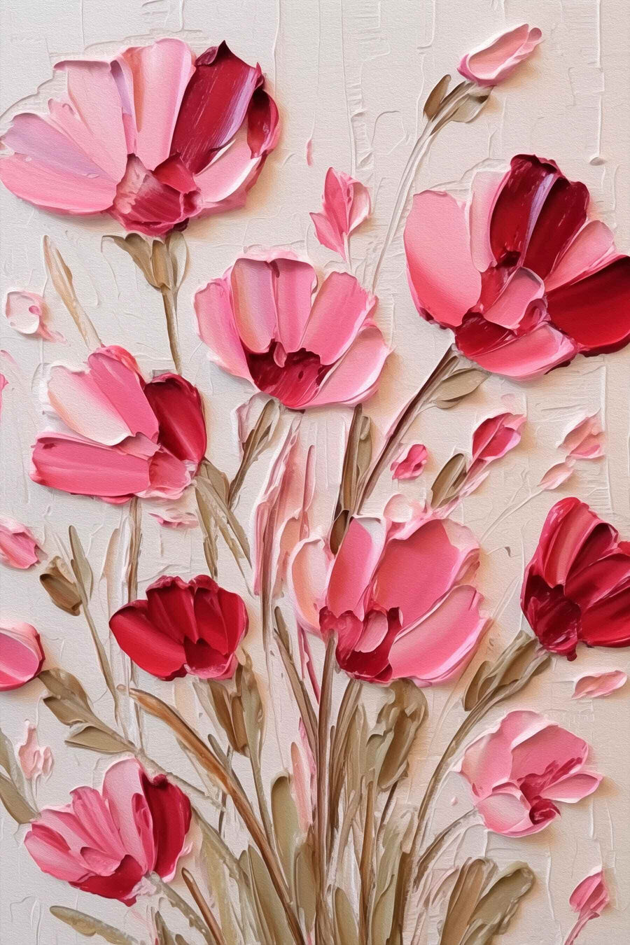 Papaveri rosa su steli — design completo