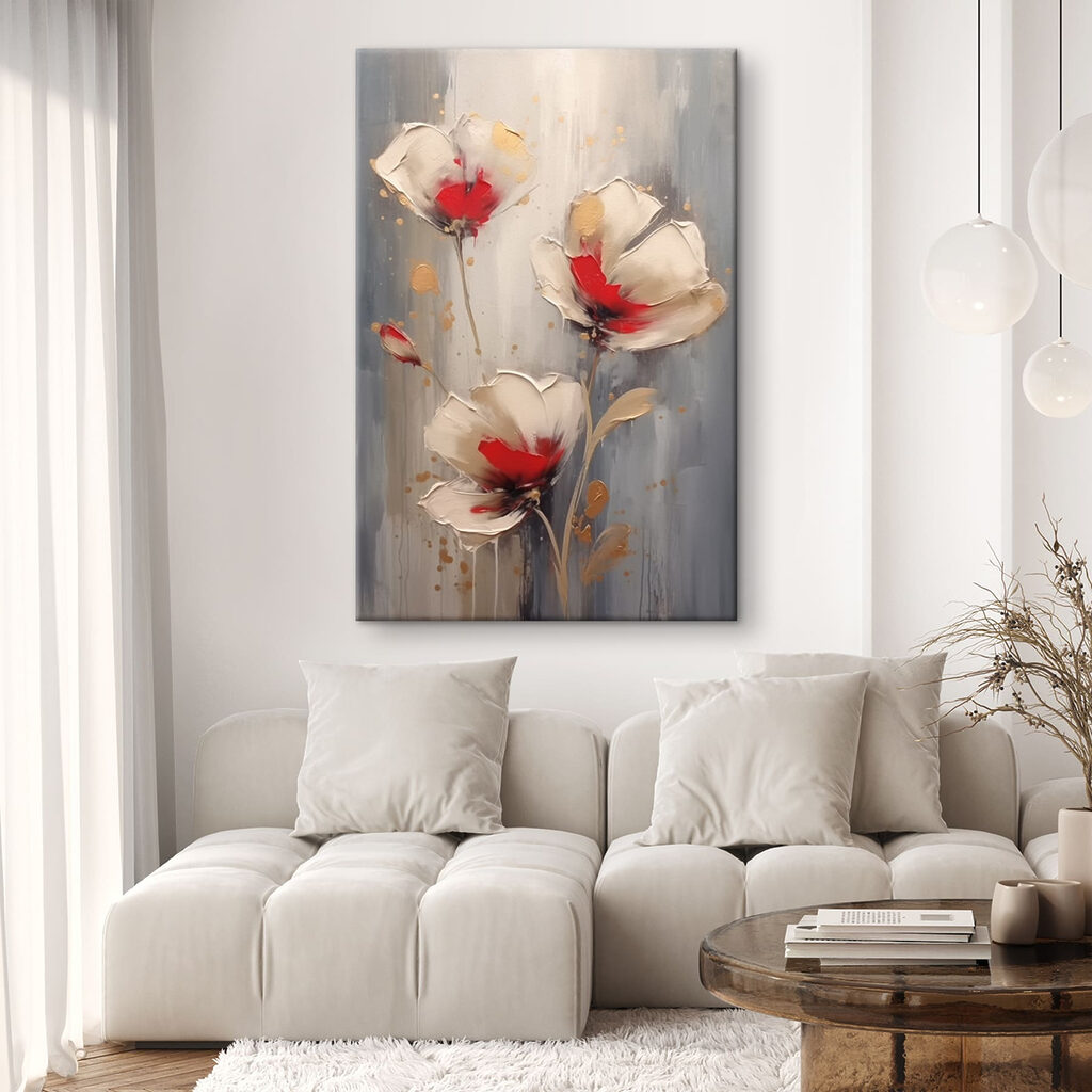 Fiori crema con rosso — ambiente 1