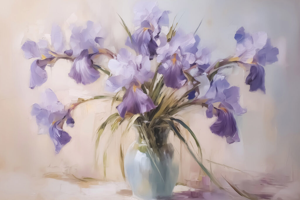 Iris viola in vetro — design completo
