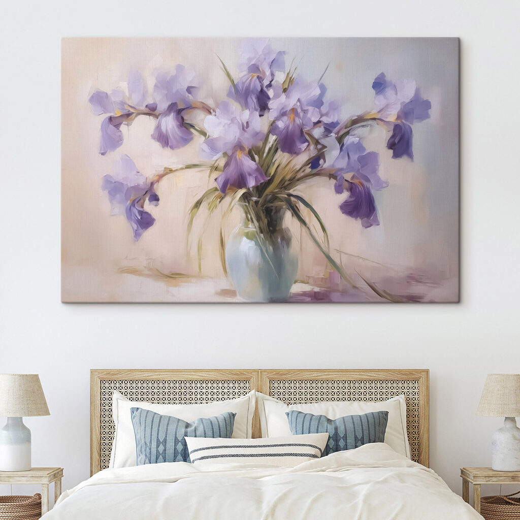Iris viola in vetro — ambiente 2