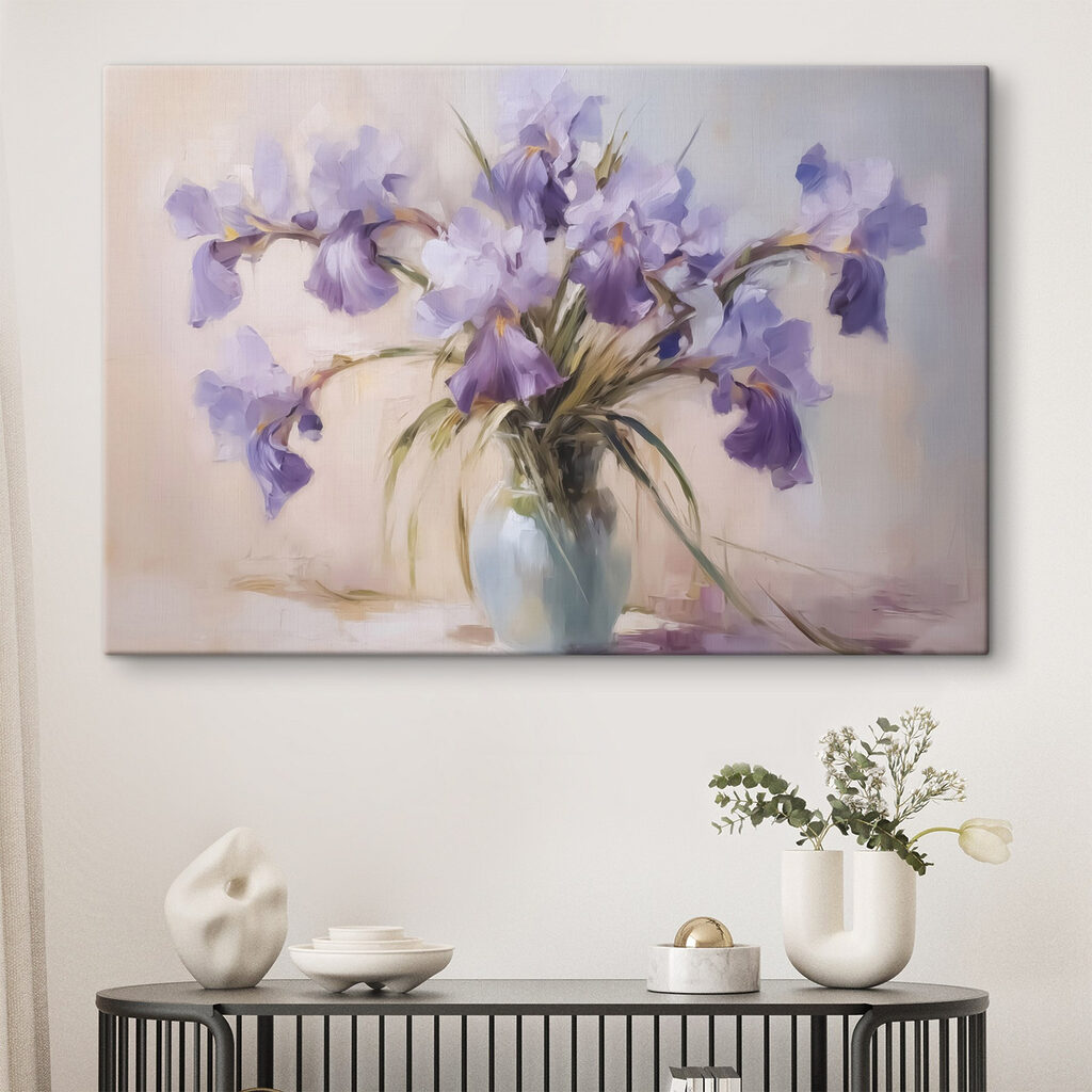 Iris viola in vetro — ambiente 1