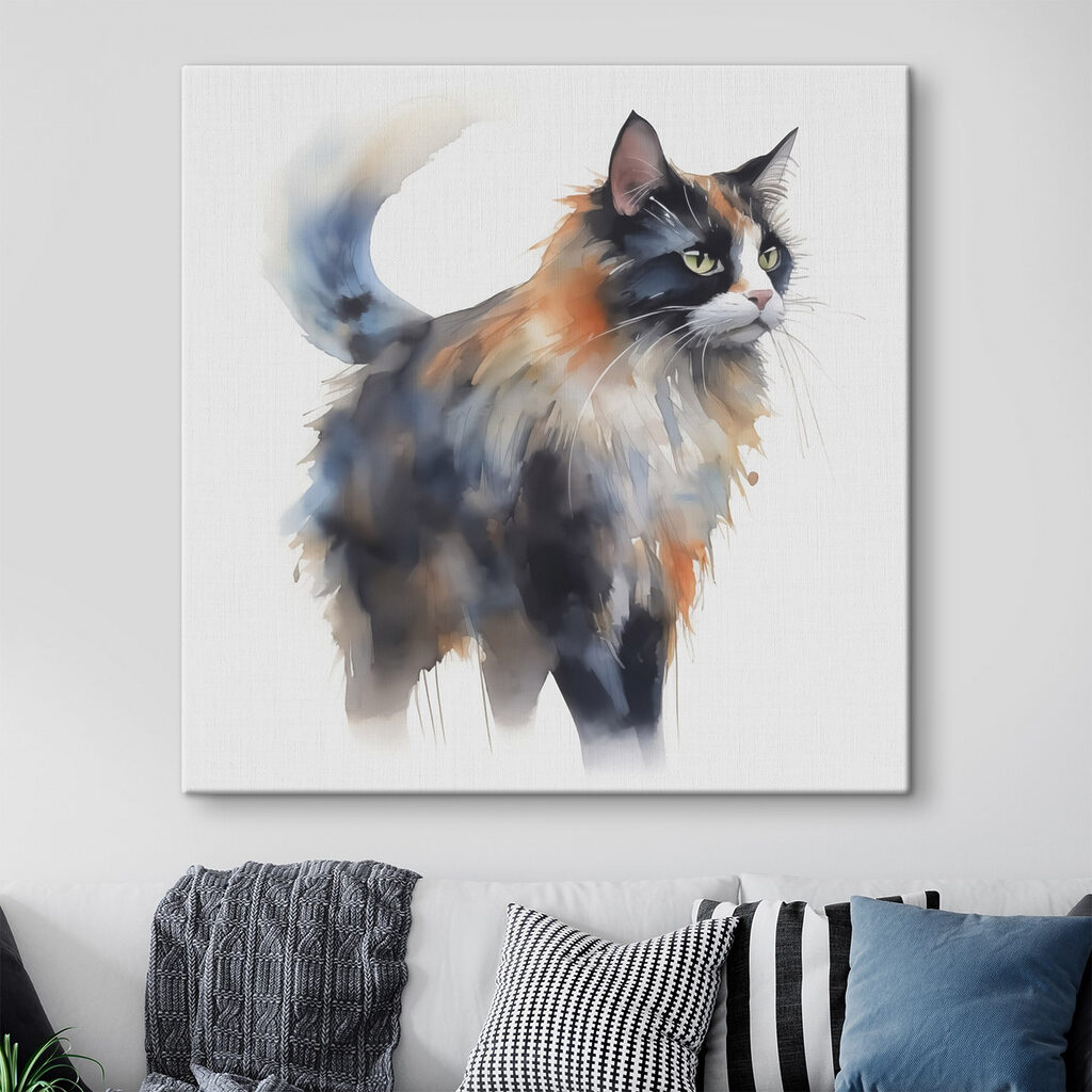 Gatto pezzato ad acquerello — ambiente 1