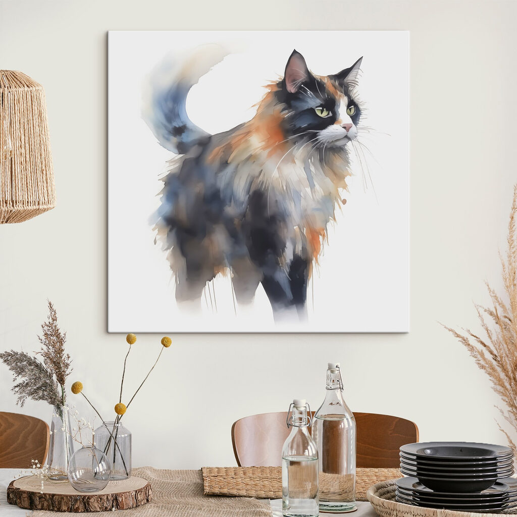 Gatto pezzato ad acquerello — ambiente 2
