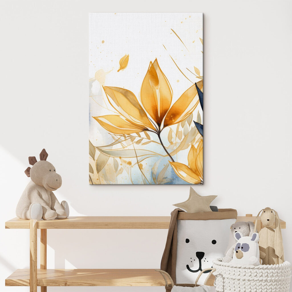 Foglie dorate su bianco — ambiente 2