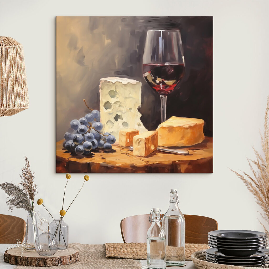 Vino accanto al formaggio in un ambiente