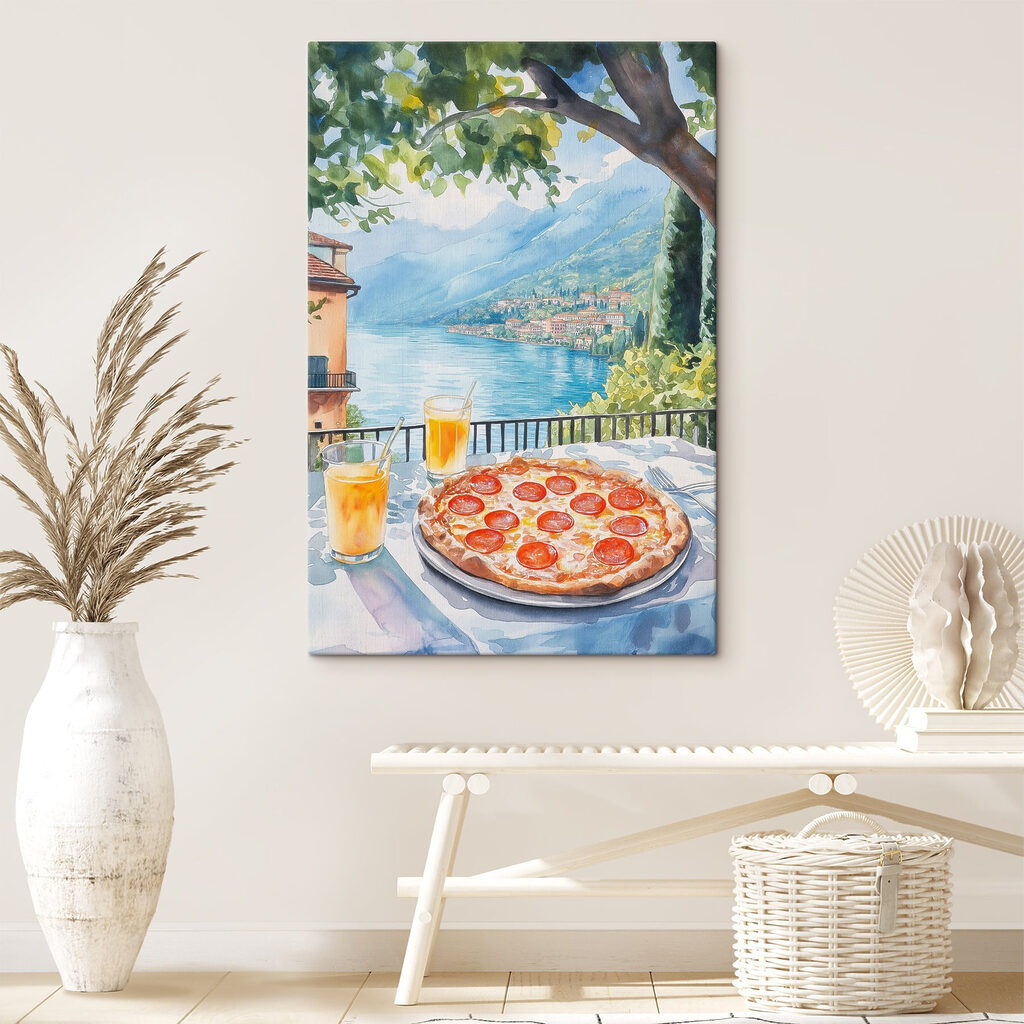 Pizza sotto un albero in un ambiente