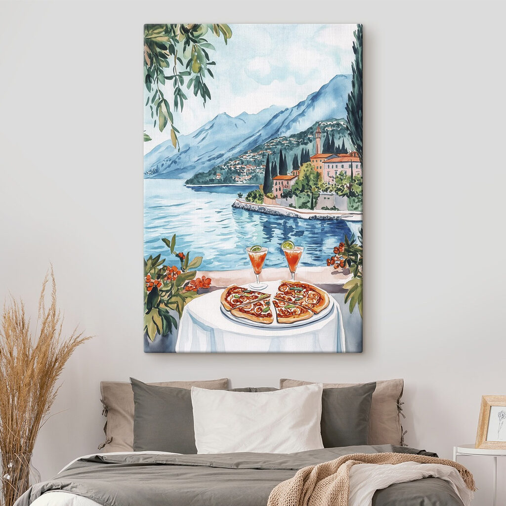 Pizza accanto al lago in un ambiente