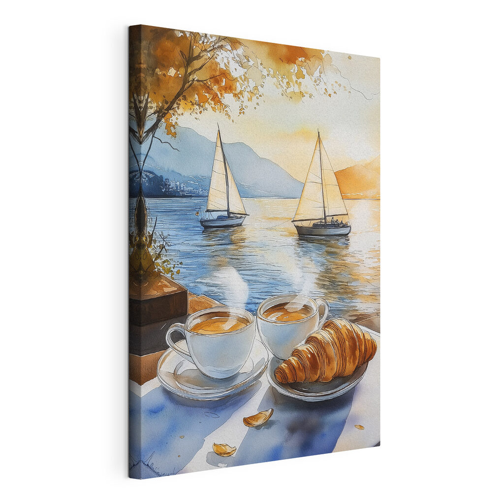 Croissant tra le barche, tela tesa e bordo avvolto