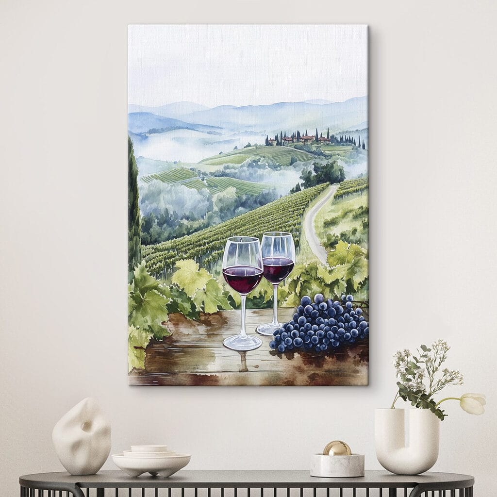 Due calici sui vigneti in un ambiente