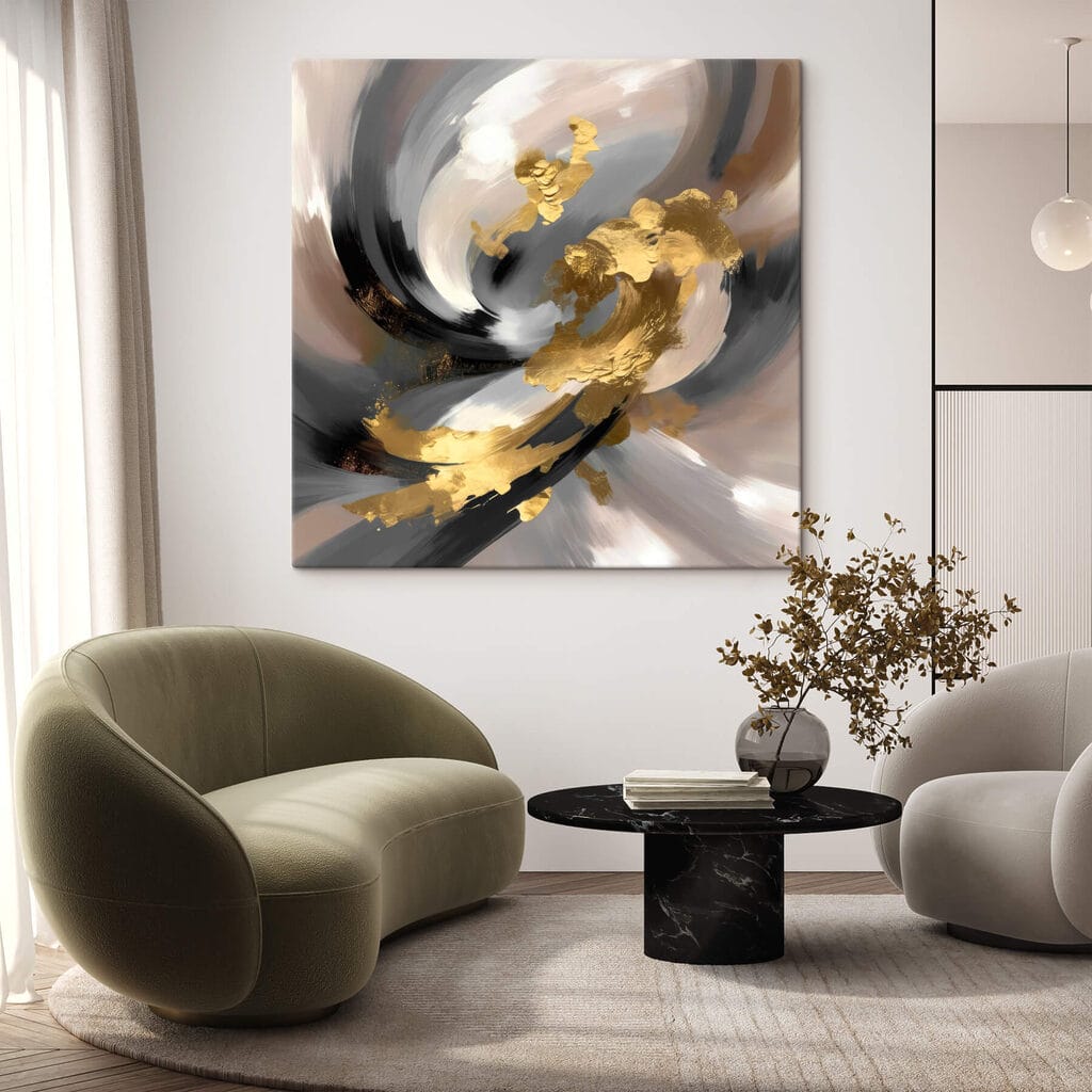 Vortice dorato su grigio — ambiente 1