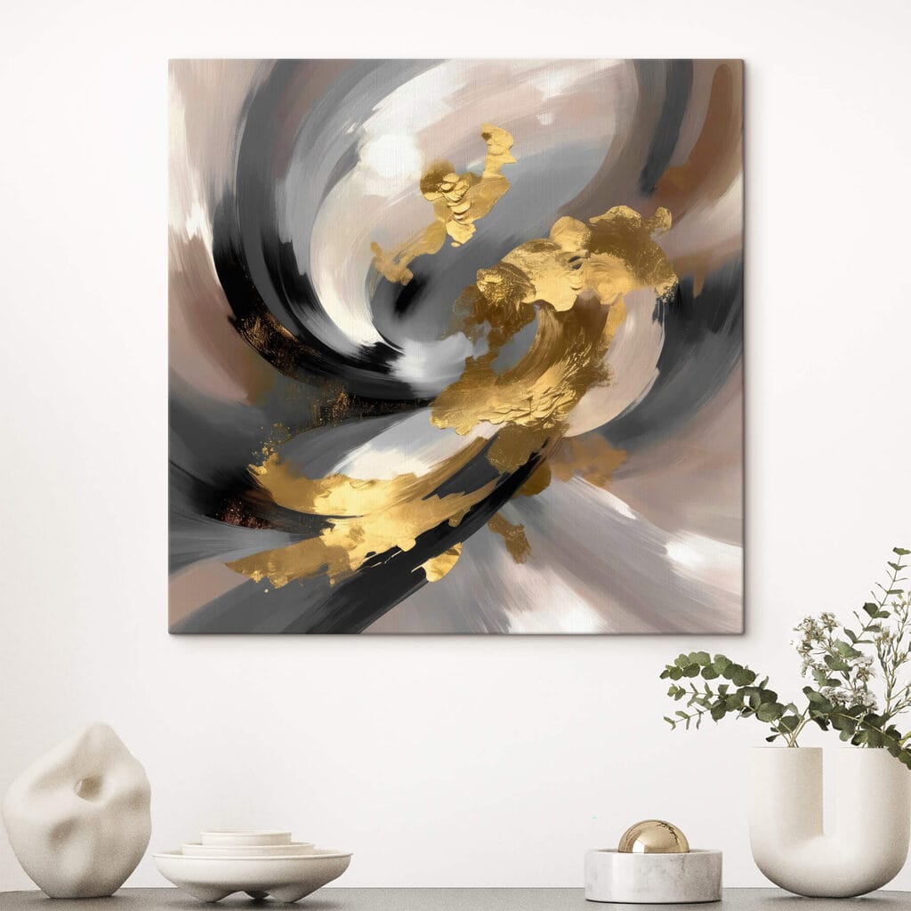 Vortice dorato su grigio — ambiente 3