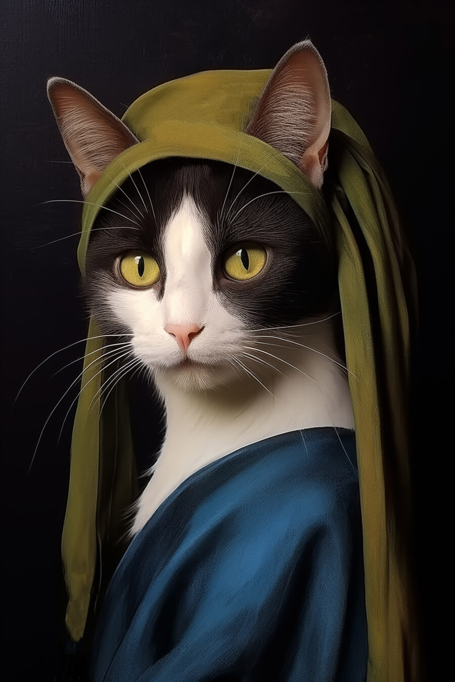 Gatto con scialle blu — design completo