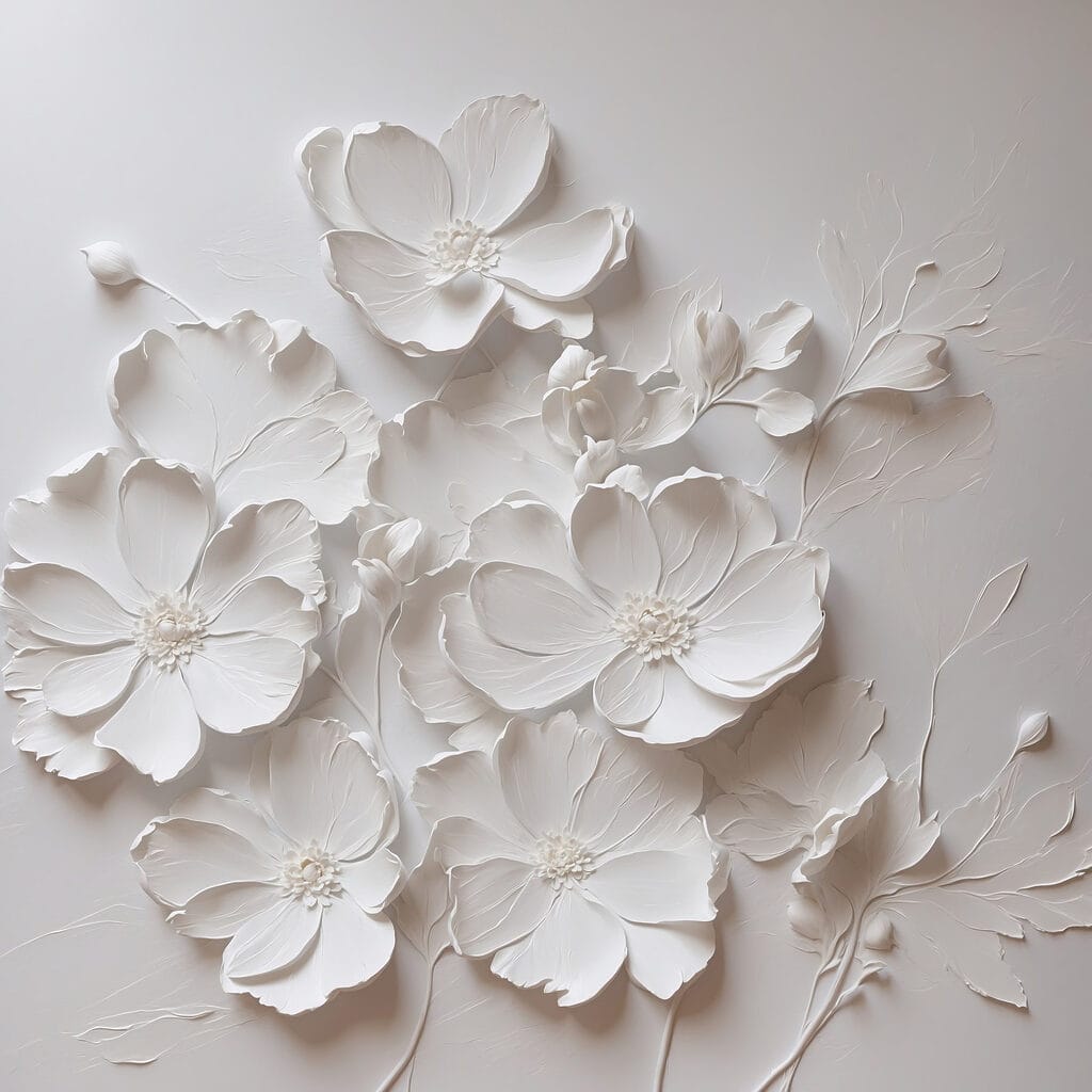Fiori bianchi e ombre — design completo