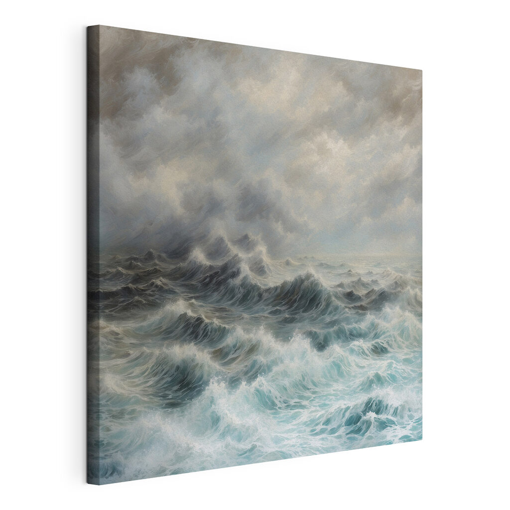 Onde di tempesta, tela tesa e bordo avvolto